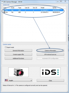 Image 4: IDS Camera Manager window 